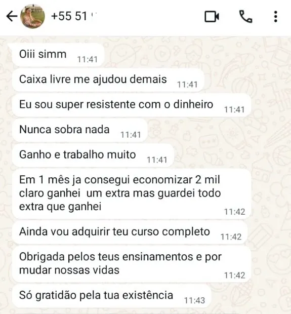 Depoimento de aluna do Caixa Livre